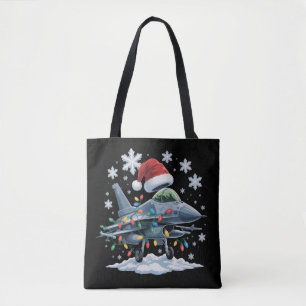 Grappige straaljager militair kerstfeest Xmas Tote Bag