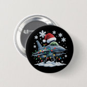 Grappige straaljager Militaire Kerstvakantie Kerst Ronde Button 5,7 Cm (Voorkant /achterkant)