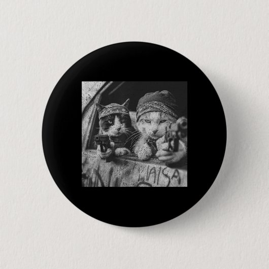Grappige straat Gangsterkatten Ronde Button 5,7 Cm (Voorkant)