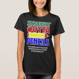 Grappige Straight Outta Potloden Voeg Hashtags Toe T-shirt