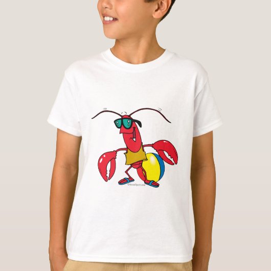 grappige strand kreeft cartoon t-shirt (Voorkant)