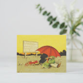 Grappige  strand paraplu lieverdjes briefkaart (Staand voorkant)