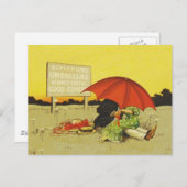 Grappige  strand paraplu lieverdjes briefkaart (Voorkant / Achterkant)