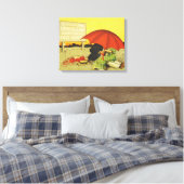 Grappige strand paraplu lieverdjes canvas afdruk (Insitu (Slaapkamer))