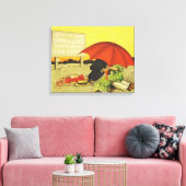 Grappige strand paraplu lieverdjes canvas afdruk (Insitu (Woonkamer))