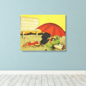 Grappige strand paraplu lieverdjes canvas afdruk (Insitu (Houten vloer))