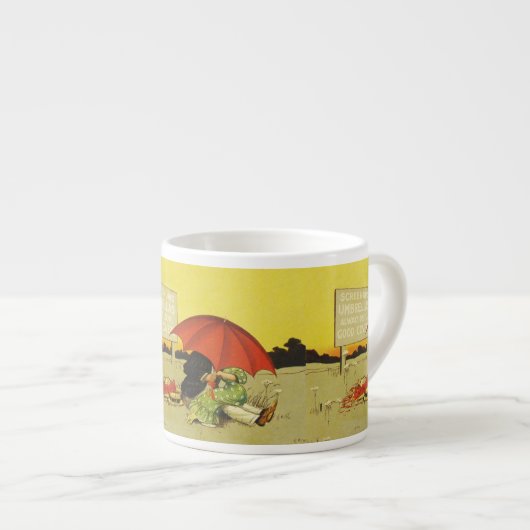 Grappige  strand paraplu lieverdjes espresso kop (Voorkant rechts)