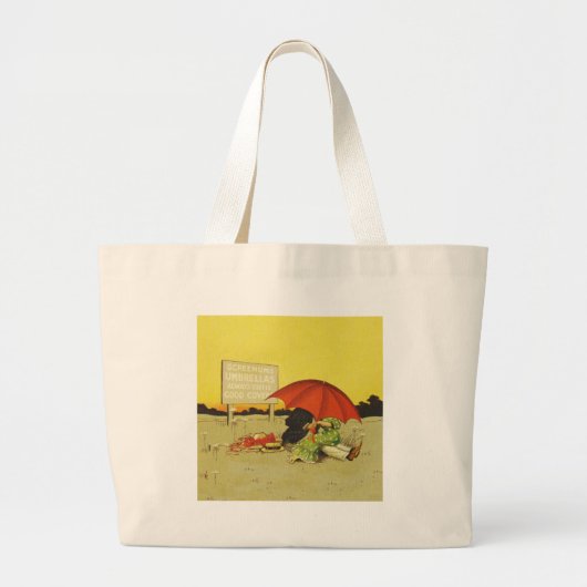 Grappige  strand paraplu lieverdjes grote tote bag (Voorkant)