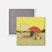 Grappige  strand paraplu lieverdjes magneet (Voorkant / Achterkant)