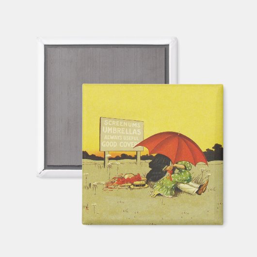 Grappige strand paraplu lieverdjes magneet (Voorkant / Achterkant)