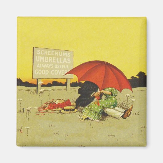 Grappige  strand paraplu lieverdjes magneet (Voorkant)