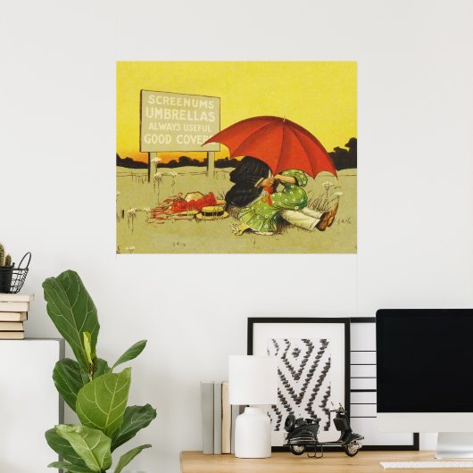 Grappige strand paraplu lieverdjes poster (Thuiskantoor)