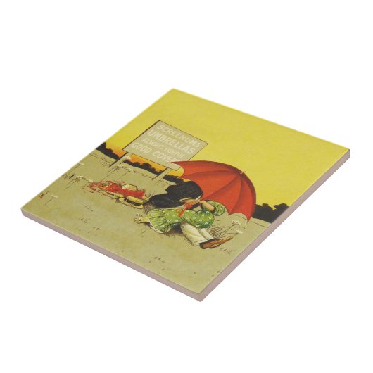 Grappige  strand paraplu lieverdjes tegeltje (Zijkant)