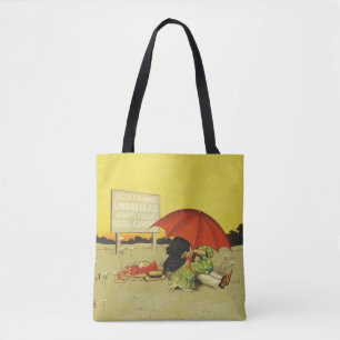 Grappige strand paraplu lieverdjes tote bag