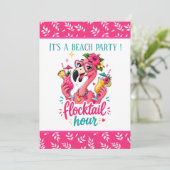 Grappige strand roze flamingo Flocktail feestje  Kaart (Staand voorkant)