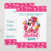 Grappige strand roze flamingo Flocktail feestje Kaart (Voorkant / Achterkant)