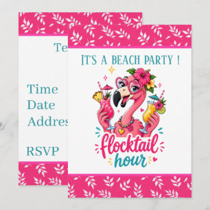 Grappige strand roze flamingo Flocktail feestje  Kaart