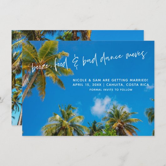 Grappige Strand Trouwfoto Bewaar de datum Save The Date (Voorkant / Achterkant)