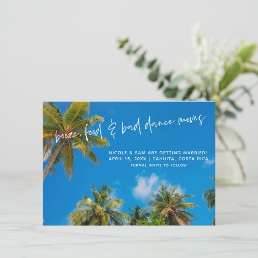 Grappige Strand Trouwfoto Bewaar de datum Save The Date (Staand voorkant)