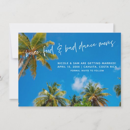 Grappige Strand Trouwfoto Bewaar de datum Save The Date (Voorkant)