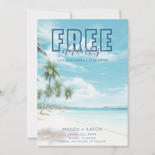 Grappige Strand Trouwfoto Bewaar de datum Save The Date (Voorkant)