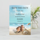 Grappige strandfles trouwkaart om de datum te rese save the date (Staand voorkant)