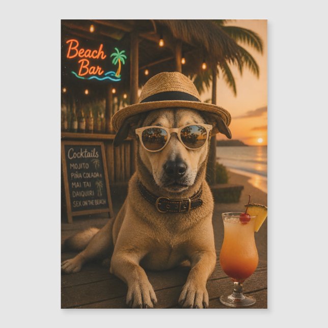 Grappige strandhond muur kunst afdrukbaar (Voorkant)