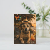 Grappige strandhond muur kunst afdrukbaar briefkaart (Staand voorkant)