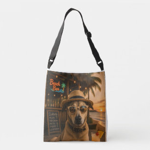 Grappige strandhond muur kunst afdrukbaar crossbody tas