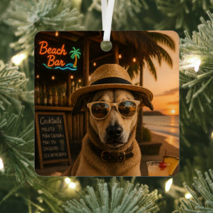 Grappige strandhond muur kunst afdrukbaar metalen ornament