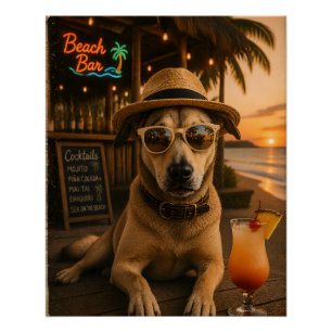 Grappige strandhond muur kunst afdrukbaar perfect poster