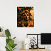 Grappige strandhond muur kunst afdrukbaar poster (Thuiskantoor)