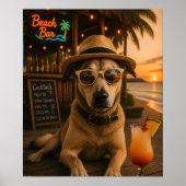 Grappige strandhond muur kunst afdrukbaar poster (Voorkant)