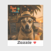 Grappige strandhond muur kunst afdrukbaar sticker (Vel)