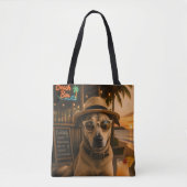 Grappige strandhond muur kunst afdrukbaar tote bag (Voorkant)