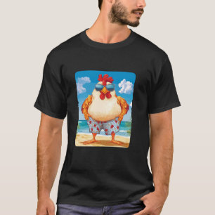 Grappige strandkip met zonnebril en zwempak t-shirt