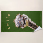 Grappige Strandlaken met Gelukkige Struisvogel - S (Voorkant)