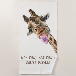 Grappige strandlaken speelse Giraffe - aangepaste
