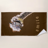 Grappige strandlaken speelse struisvogel - Smile (Voorkant)