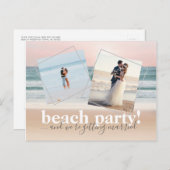 Grappige strandtrouwfoto horizontaal save the date aankondigingskaart (Voorkant / Achterkant)