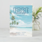 Grappige strandtrouwfoto save the date (Staand voorkant)