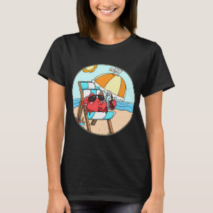 Grappige strandvakantie paraplu drank krab cartoon t-shirt