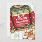 Grappige Strepen Lelijke Kersttrui Kaart (Voorkant)