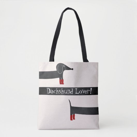 Grappige Stretched Body teckel liefhebber Canvas t Tote Bag (Voorkant)