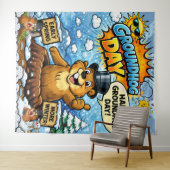 Grappige strip Groundhog Day achtergrond Wandkleed (In Situ (horizontaal))