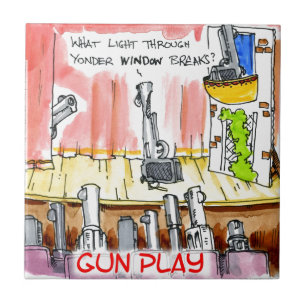 Grappige Strip GunPlay Tegeltje