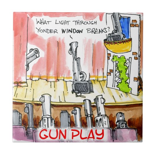 Grappige Strip GunPlay Tegeltje (Voorkant)