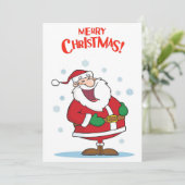 Grappige strip Santa Claus Feestdagenkaart (Staand voorkant)
