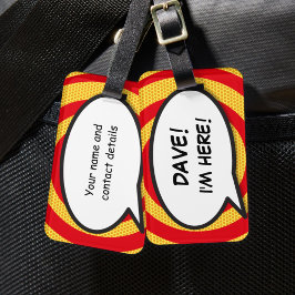 Grappige stripboek IK BEN HIER Gepersonaliseerd Bagagelabel
