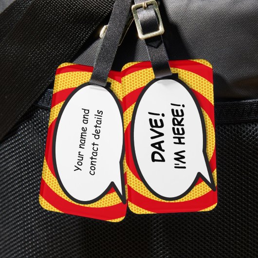Grappige stripboek IK BEN HIER Gepersonaliseerd Bagagelabel